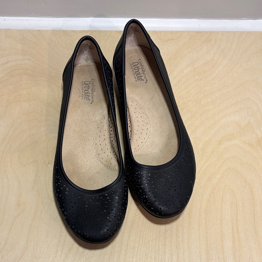 Clarks Women's Black Perforated Flats